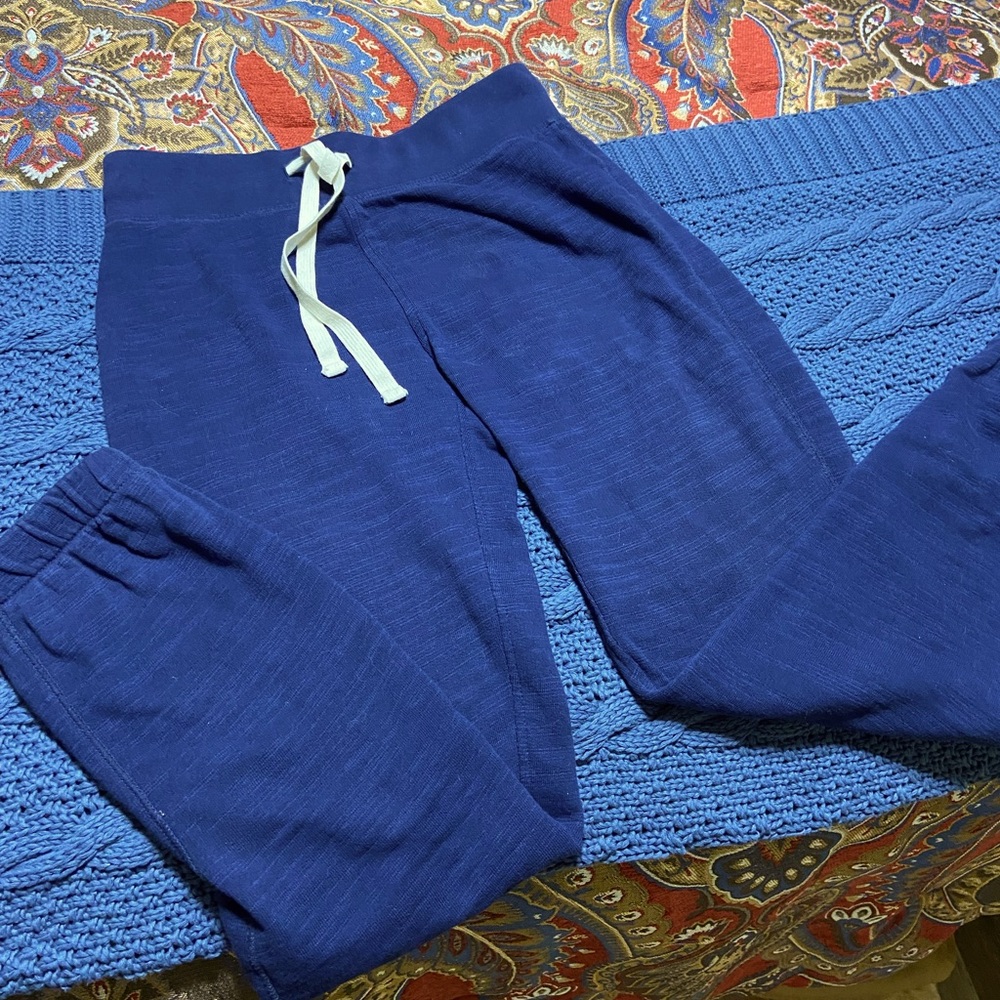 Women’s navy sweatpants with drawstring at waist, long/ankle length, XXS